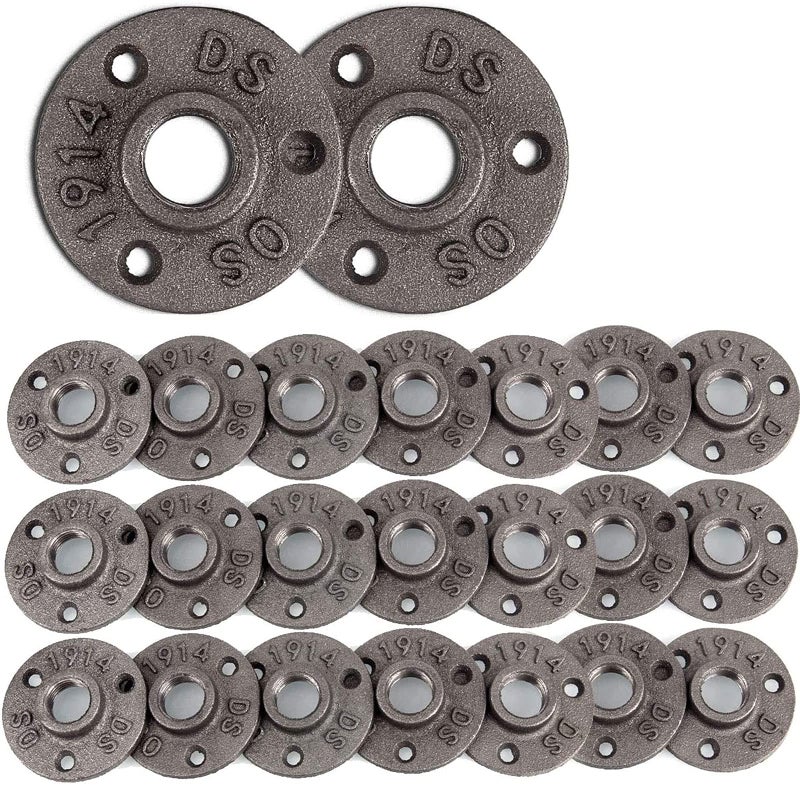 FengWu 1/2" 40 Pack Floor Flanges Threaded Decorative Plumbing Flange, Malleable Iron Flange Pipe Fittings for DIY Project/Vintage Furniture/Shelving Decoration - Image 1